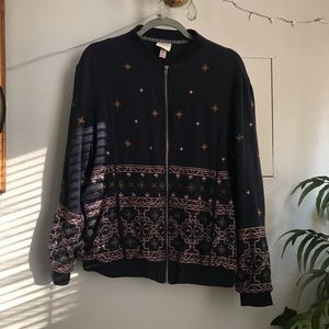 Knox Rose Blue Embroidered Bomber Jacket